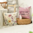 thumbnail image 5 of Sm:)e Sweet Home Family Birds Floral Pillow Cover Set of 4 18x18 Inch, Pink, 5 of 6