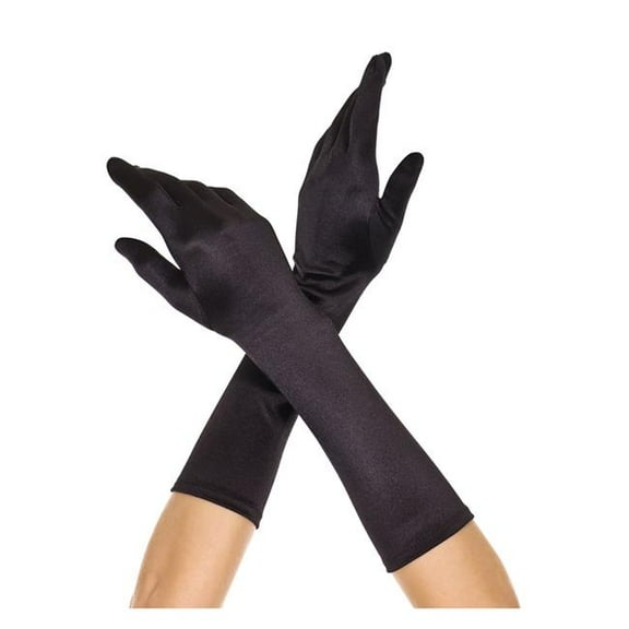 Elbow length satin gloves 426-BLACK