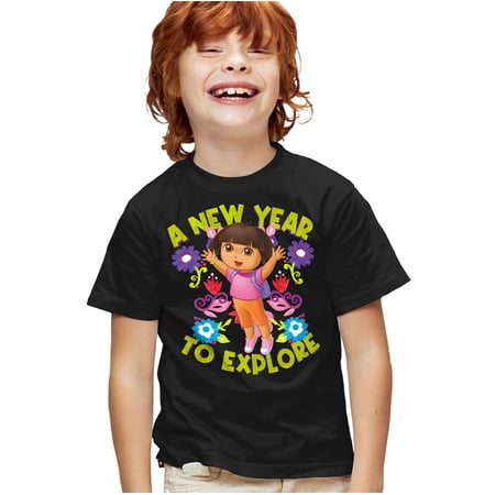 Popfunk A New Year To Explore Kids T Shirt for Youth Boys and Girls, Black, Small
