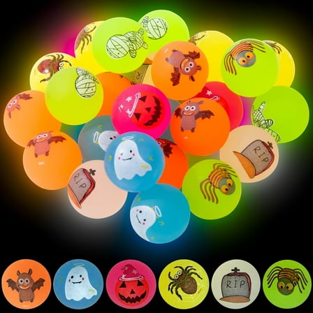 25 Bouncy Balls for Kids Party Favors | Halloween Glow in The Dark Bouncy Ball 27mm | Superball Small Rubber Balls for Kids