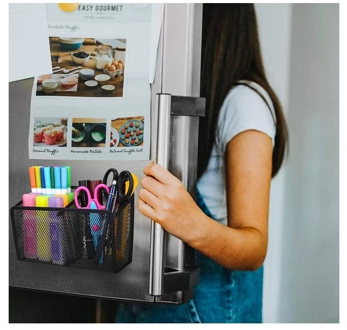 Magnetic Pencil Holder, Metal Strong Magnet Pen Cup Magnetic Marker Storage Bask