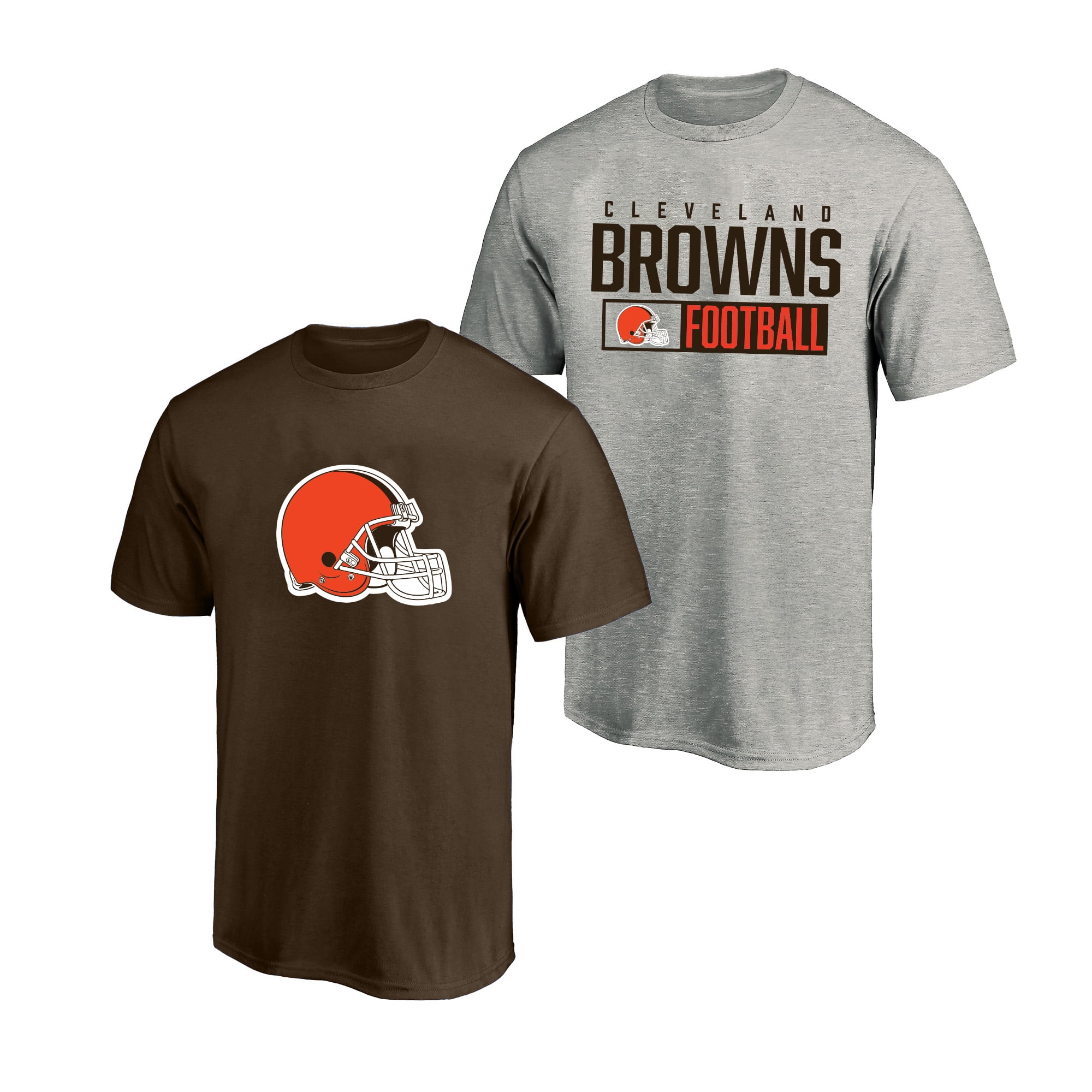 Men's Fanatics Heather Gray/Brown Cleveland Browns Big & Tall 2-Pack T-Shirt Set