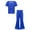 Royal Blue, variant on TiaoBug Child Girls Boys Jazz Hip Hop Disco Dance Party Outfits Crop Top with Bell Bottom Pants Set Gold 6-7