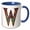Blue/White, variant on 3drose, Pretty Image of Stained Glass Monogram Letter W, 11oz Mug