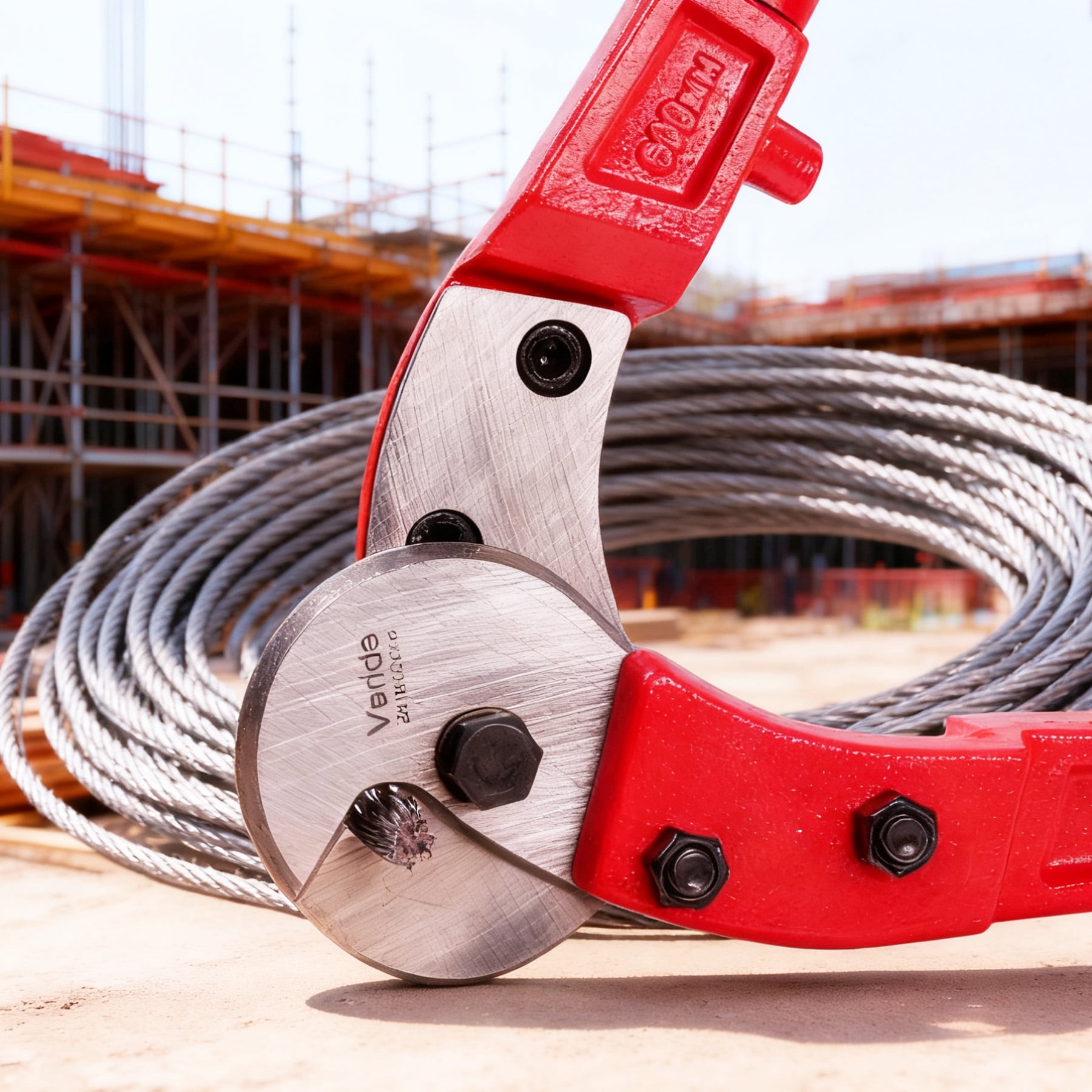 Wire Cutters 18 inch, Industrial-Grade Heavy Duty Wire Rope Cutter, Chrome Vanadium Steel, Hardness 65 HRC. for Stainless Steel Wire and Hard Wire Ropes, Red