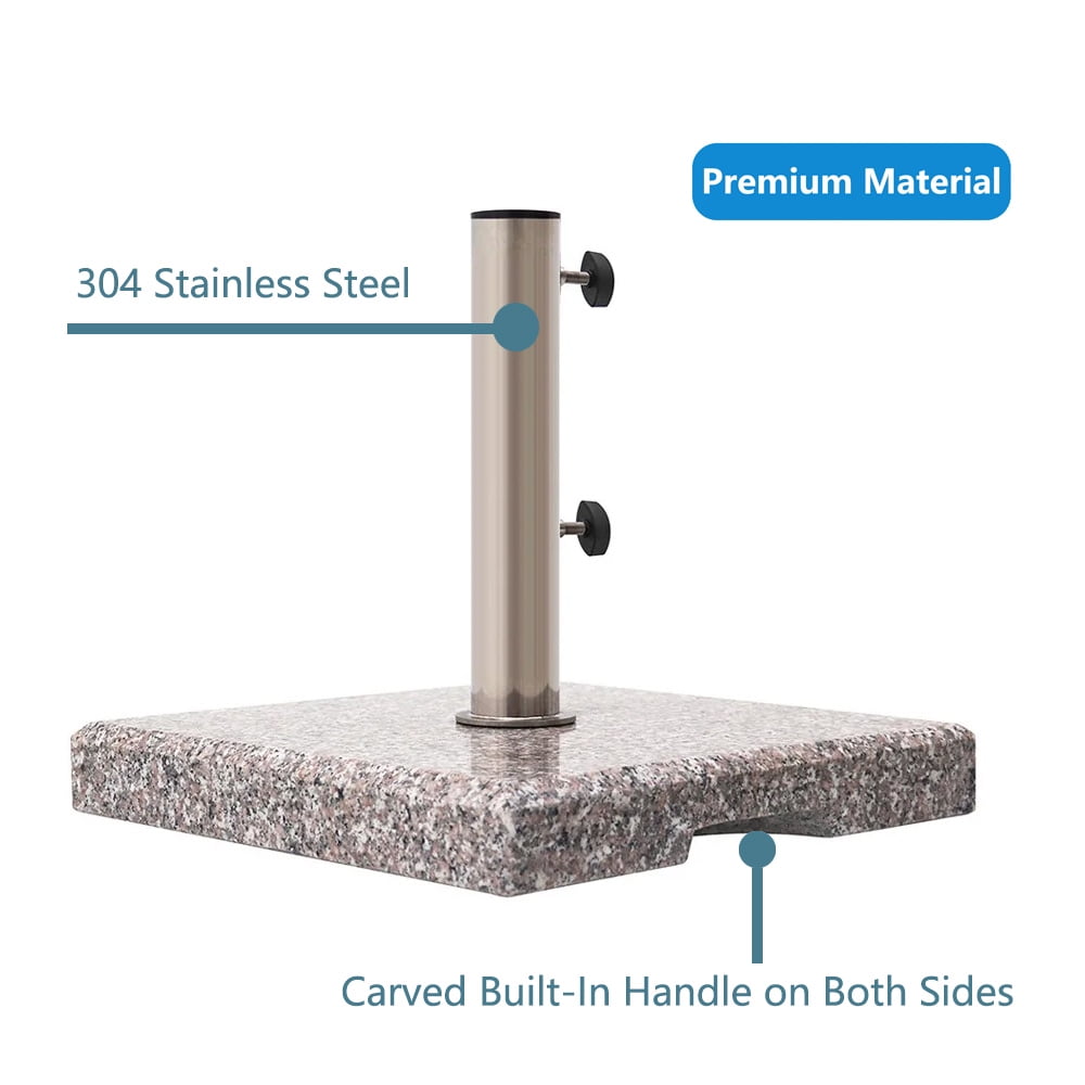 Abble Heavy Duty Granite Patio Umbrella Base, Square Outdoor Umbrella Stand Weight 42 lbs