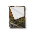 thumbnail image 2 of Waterfall Soft Flannel Fleece Blanket, Water Falls to the Lake Through Rocks Surrounded by Fall Season Trees, Cozy Plush for Indoor and Outdoor Use, 70" x 90", White Green and Orange, by Ambesonne, 2 of 5