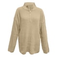 thumbnail image 4 of Duoif Sweaters for Women Trendy Kint Long Sleeve 1/4 Zip Pullover Turtleneck Sweater for Women, Women's Sweaters Womens Tops Beige L, 4 of 7