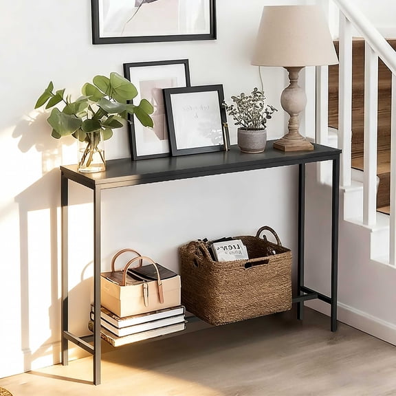 Ktaxon Modern Console Table, 41.3" Narrow Sofa Table TV Stand with Sturdy Metal Frame in Entryway, Living Room, Hallway, Bedroom, Hotel, Black