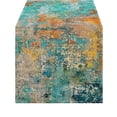 thumbnail image 2 of Modern Abstract Cyan Yellow Runner Table Cloth Country Style Home Indoor Outdoor Decorative, 2 of 4