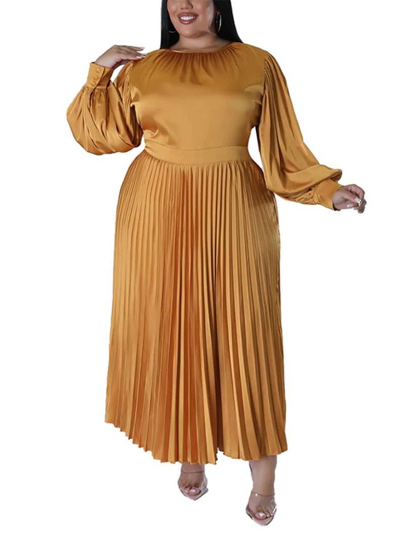 slim fit dress slacks Final Sale Plus Size Gown in Gold Foil Fabric with Side Slit