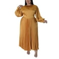thumbnail image 5 of Niuer Ladies Dresses Crew Neck Maxi Dress Long Sleeve Oversized Solid Color Gold XL, 5 of 7