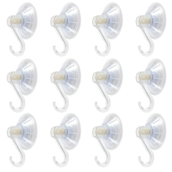 1St Choice Gancho De Ventosa De Plástico Transparente, Paquete De 12 Ganchos Ultra Resistentes, Ganchos De Bloqueo De Potencia Fuertes, Ganchos Sin Rastro Al Vacío, Suaves, Impermeables, A Prueba De A
