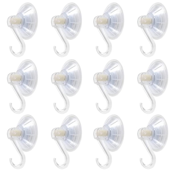 1St Choice Gancho De Ventosa De Plástico Transparente, Paquete De 12 Ganchos Ultra Resistentes, Ganchos De Bloqueo De Potencia Fuertes, Ganchos Sin Rastro Al Vacío, Suaves, Impermeables, A Prueba De A