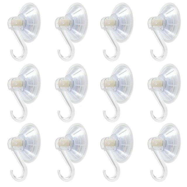 1St Choice Gancho De Ventosa De Plástico Transparente, Paquete De 12 Ganchos Ultra Resistentes, Ganchos De Bloqueo De Potencia Fuertes, Ganchos Sin Rastro Al Vacío, Suaves, Impermeables, A Prueba De A
