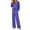 Blue, variant on Weekease 2 Piece Pajama Set for Women Crew Neck Long Sleeve Tops Drawstring Pants Casual Sleepwear Fall Nightwear with Pockets