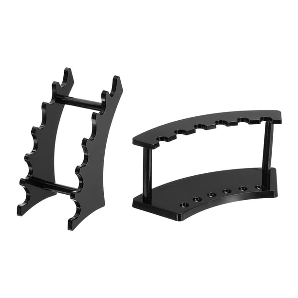 Soporte para bolígrafos de 2 piezas, soporte de exhibición de bolígrafos de 6 ranuras, organizador de brochas de maquillaje vertical y horizontal negro