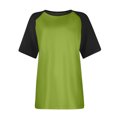 thumbnail image 4 of Timegard Plus Size Tops for Women Crewneck Drop Shoulder Color Block Casual Comfy Short Sleeve Tee Shirts, 4 of 5
