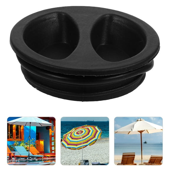 BESTONZON Durable Black Plastic Patio Umbrella Base Cover for Rust Prevention and Longevity 2Pcs