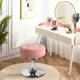 thumbnail image 4 of Furniliving Velvet Vanity Stool, Modern Swivel Round Ottoman, Adjustable Makeup Chair, Pink, 4 of 9