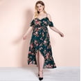 thumbnail image 3 of Women Plus Size High Waist Boho Floral Cold Shoulder Split Maxi Dress, 3 of 8