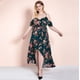 thumbnail image 4 of Vestido largo con abertura en los hombros y estampado floral de cintura alta para mujer, 4 of 8