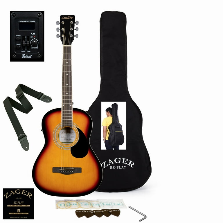 Zager Easy Play No Sore Fingers Acoustic Electric Guitar Package 36