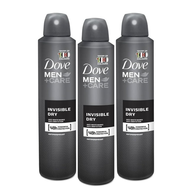 Desodorante Dove Men en aerosol Invisible Dry, 48 horas, 254 ml, paquete de 3