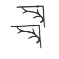 thumbnail image 2 of Zeckos Brown Cast Iron Deer Antler Wall Décor Shelf Brackets Set of 2, 2 of 8