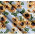 thumbnail image 3 of Soimoi Blue Cotton Poplin Fabric Leaves & Sunflower Floral Print Fabric by the Yard 42 Inch Wide, 3 of 7