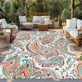 thumbnail image 2 of Paisley Flower Outdoor Rug for Patio/Deck/Porch, Non-Slip Large Area Rug 4 x 6 Ft, Spring Watercolor Floral Leaf Plant Orange Indoor Outdoor Rugs Washable Area Rugs, Camping Rug Carpet Runner, 2 of 8