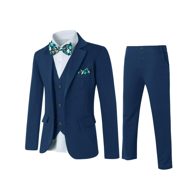 Suit DISAUR para niños, delgado, 6 piezas, chaqueta, pantalones, chaleco azul de 9 a 10 años