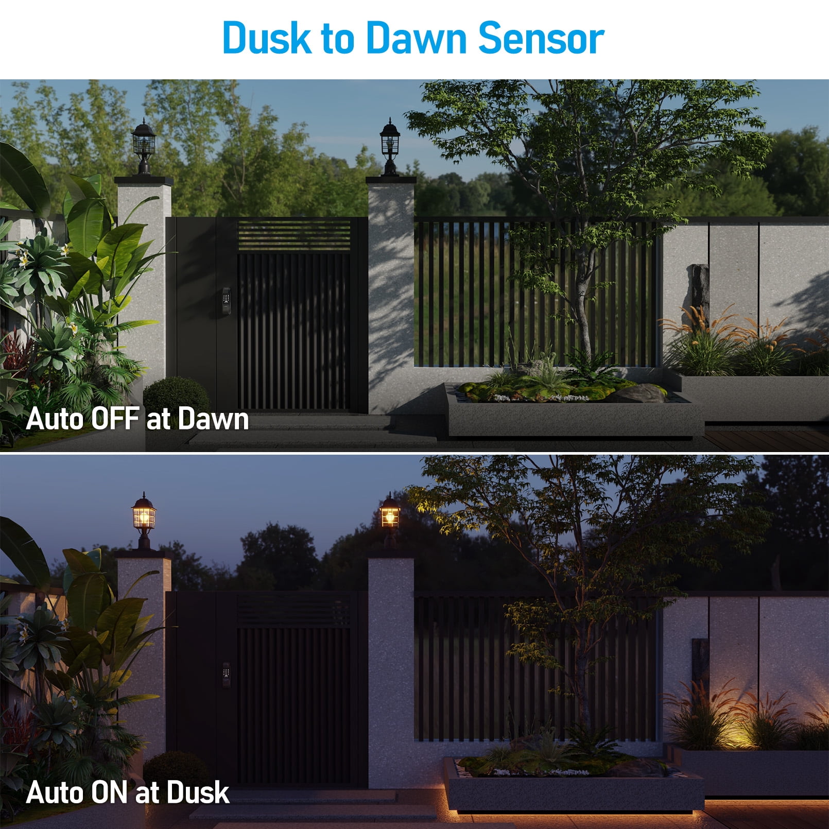 2 Pack Dusk to Dawn Outdoor Post Lantern, 17 Inch Grid Pillar Light with Pier Mount Base, E26 Base, Black
