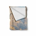 thumbnail image 2 of Italian Soft Flannel Fleece Throw Blanket, Dawn at Ortona Abruzzo Italy Terrace View on the Adriatic Sea Print, Cozy Plush for Indoor and Outdoor Use, 50" x 60", Pale Caramel and White, by Ambesonne, 2 of 6