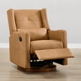 thumbnail image 2 of Spruce & Spring Swivel Glider Recliner Chair for Living Room & Nursery, Faux Leather, Saddle Brown, 2 of 13