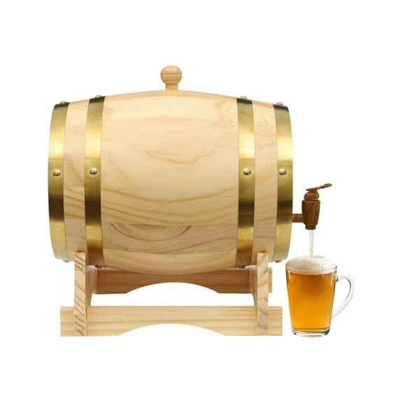 5L Wood Wine Barrel with Stand & Faucet Whiskey Storage Container Home Brewing Wine Bucket