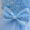 thumbnail image 6 of HOMADLES Toddler Girls Dress Summer Crewneck Mesh Bow Sleeveless Ruffed Layered Stretch Princess Dress Blue 80, 6 of 8