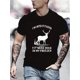 thumbnail image 1 of Men's Trendy Deer Graphic T-shirt, Casual Comfy Slightly Stretch Crew Neck Loose Tee Top For Summer Outdoor, 1 of 5