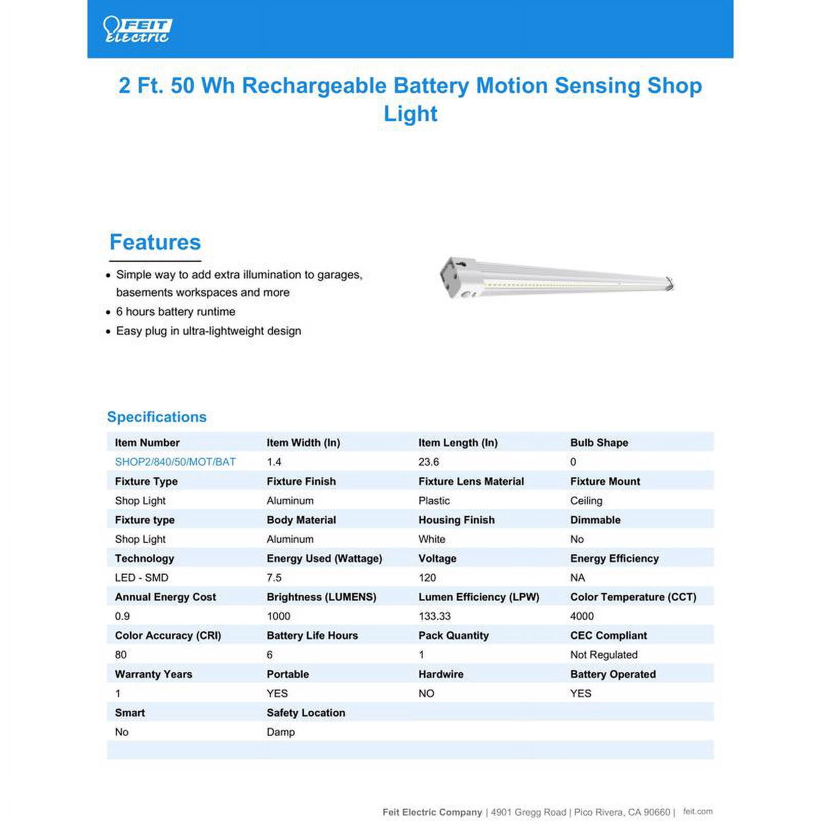 Feit Electric 3010267 24 in. 1-Light Each 50W LED Shop Light, White