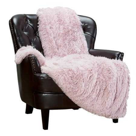 Chanasya Shaggy Longfur Faux Fur Throw Blanket - Snuggly Fuzzy Lightweight Plush Sherpa Fleece Microfiber Blanket - For Couch Bed Chair Photo Props (50x65 Inches) Rosedust