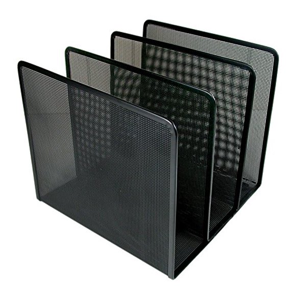 Artistic Contemporary Mesh Metal Desktop File Sorter for Neat and Organized Surfaces in Office, School, and Home, Black