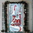 thumbnail image 4 of ‌Festive Christmas Door Cover - Snowy Candy House Design,70.8in x 35.4in,Waterproof,Reusable,Holiday Decor for Front Door,Wall,Party‌, 4 of 5