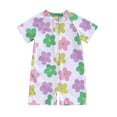 thumbnail image 3 of Djtdsds Kids Girls UPF 50+ Sun Protection Short Sleeve One Piece Swimsuit Colorful Flower Print Bathing Suit for Beach Pool Summer Activities Size:6-12 Months, 3 of 4
