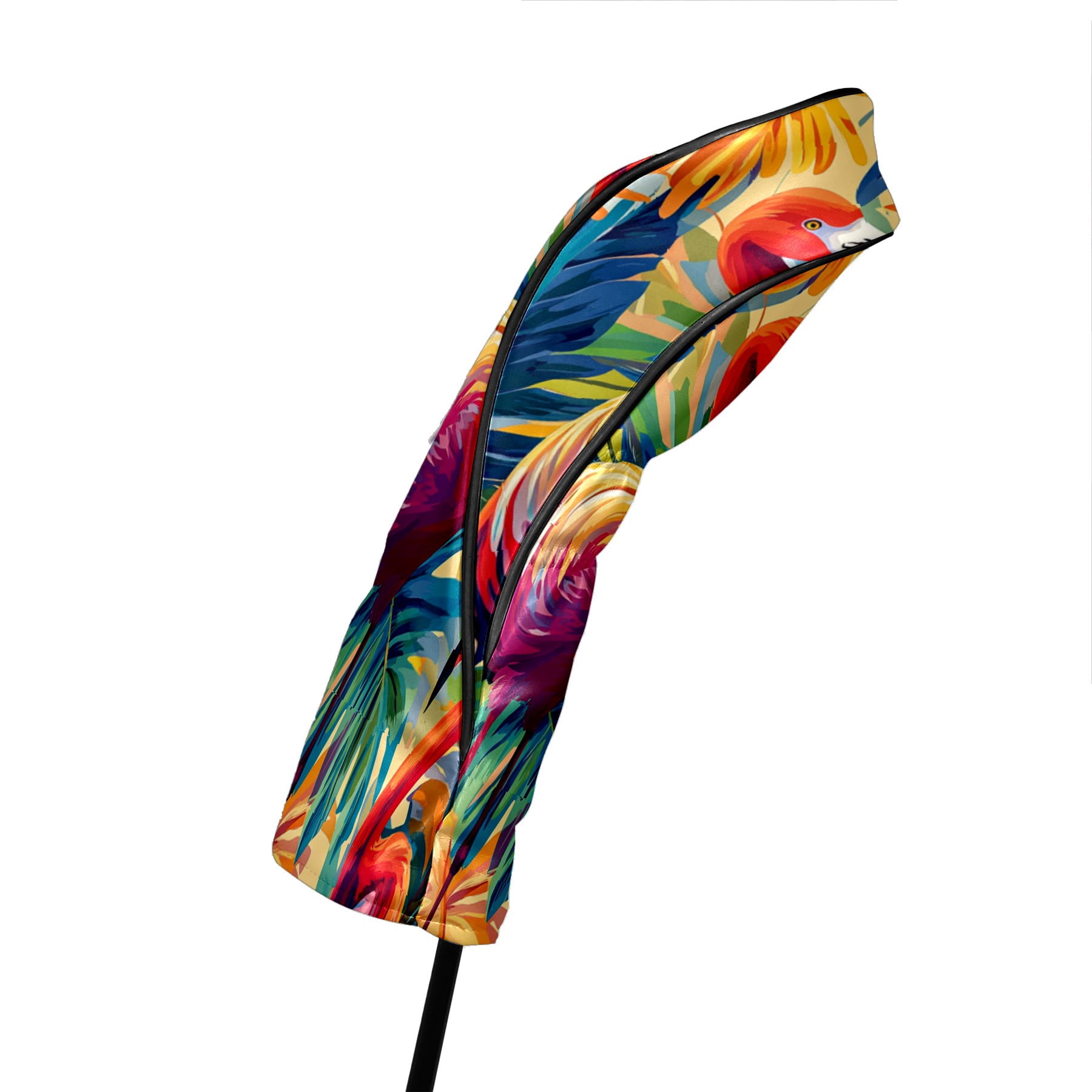 Golf Club Covers PU Leather Waterproof Head Covers for Fairway Woods Hybrids Colorful Flamingos