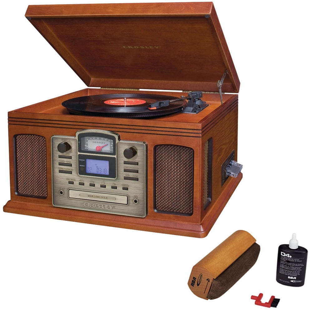 Crosley Director CD Recorder with Cassette & Record Player Paprika