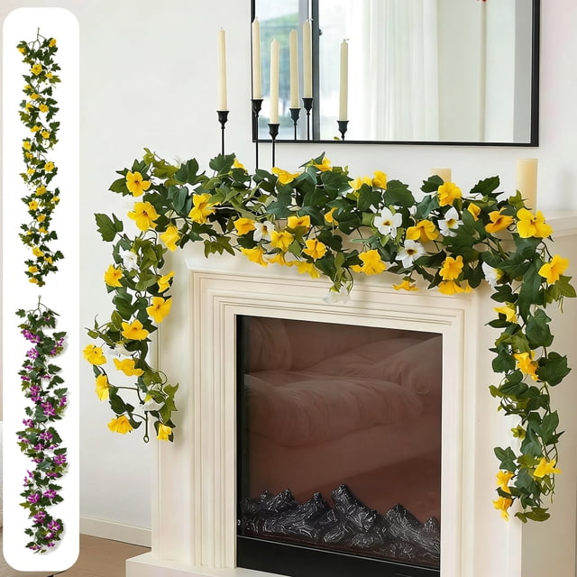 Sentmoon Flower Garland Flower Garland Decorations Artificial Rose Vines 33 Roses Hanging Garland Wall Decor Faux Flower String for Arch Trellis Fence Room Backdrop Home Styling Use