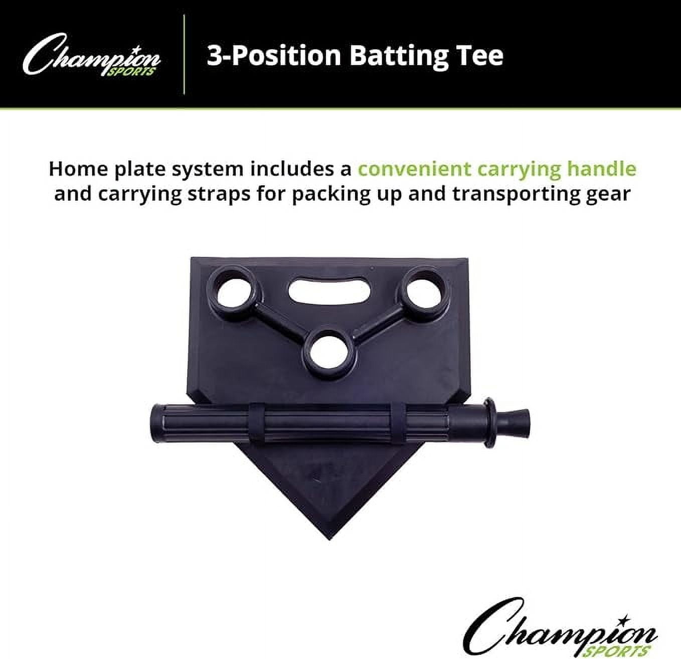 Champion Sports 3-Position Batting Tee - Mounted Adjustable Telescopic Batting Tee With 3 Hitting Zones