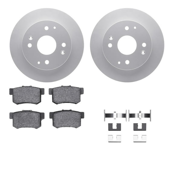 Dynamic Friction Company Rear Geospec Brake Rotors with 5000 Advanced Brake Pads includes Hardware 4512-59119