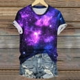 thumbnail image 4 of Tnhcen Women's Summer Starry Sky Print Round Neck Short Sleeve Basic Top – Casual Plus Size Shirts S-3XL Breathable Stretchy Tops, 4 of 7