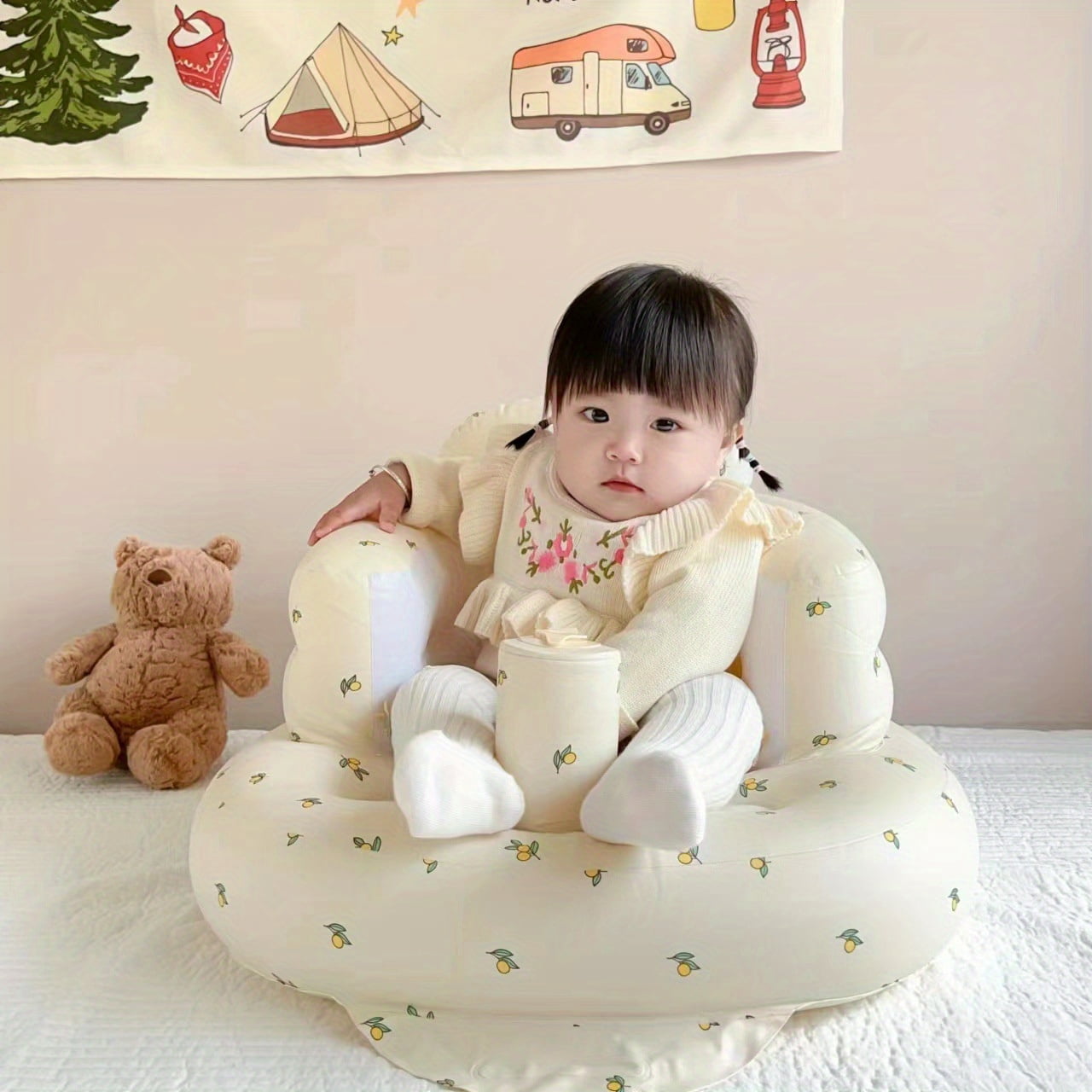 Baby Inflatable Seat For Babies 3-36 Months, Built In Air Pump